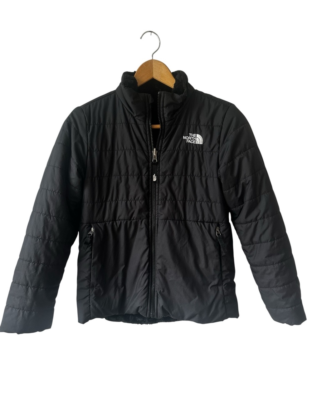The North Face Kids Girls Black Puffer Reversible Coat (Girls Medium)